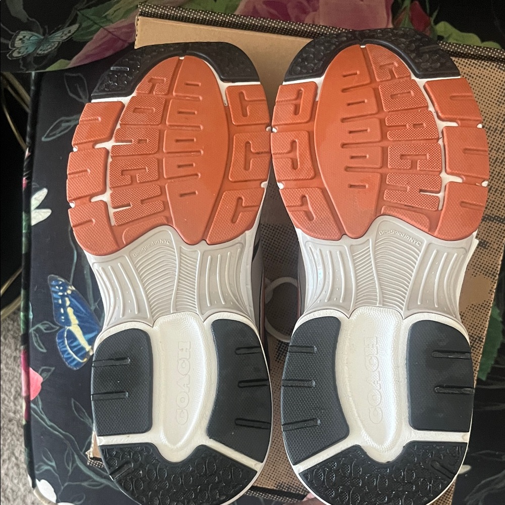 Coach Metallic Silver and Orange Sneakers - Picture 6 of 8